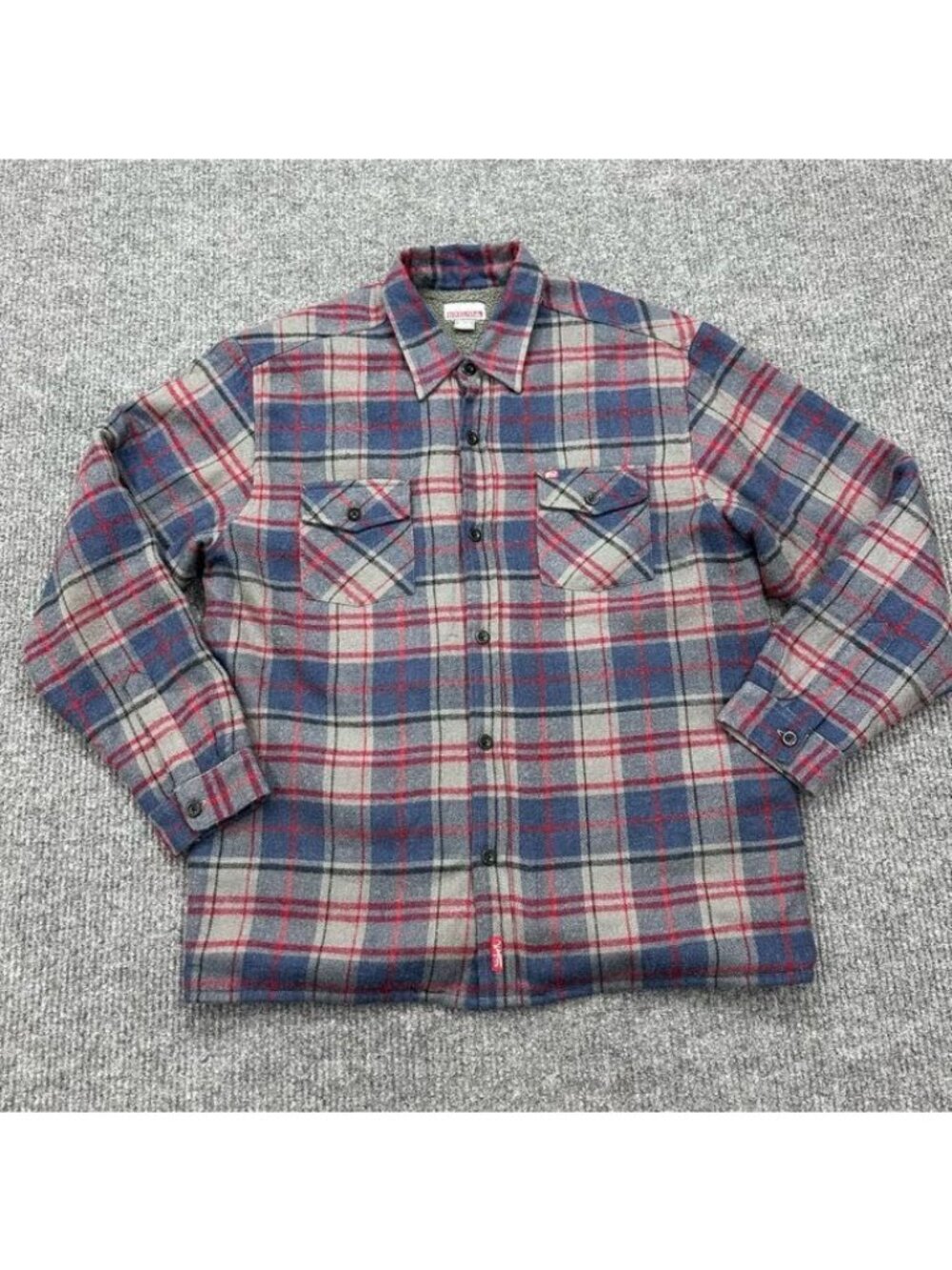 VTG Quiksilver 90s Plaid Flannel Sherpa Lined Shirt Shacket Button Up Mens sz XL